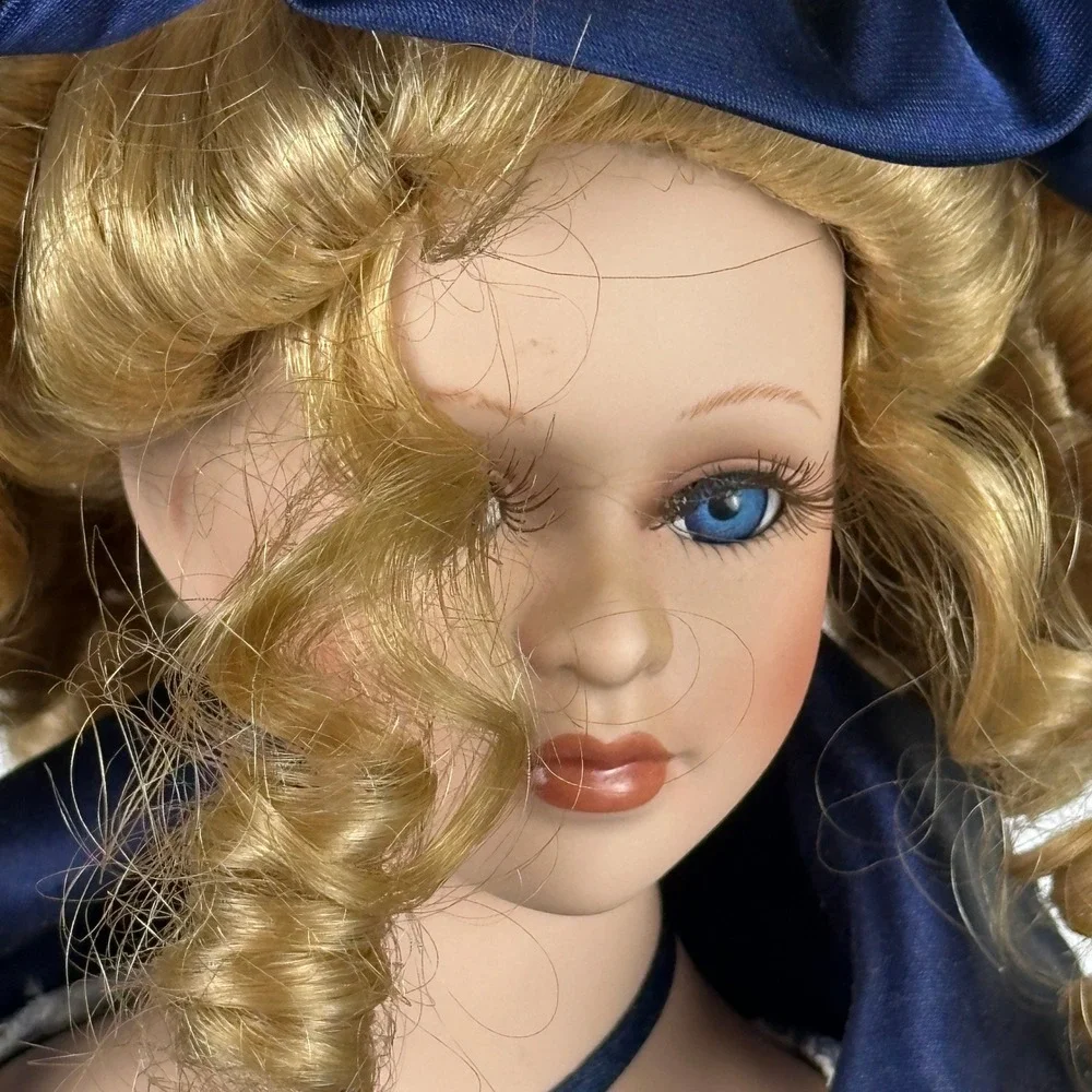 DanDee Collectors Choice Porcelain‎ Doll Victorian Blue Floral Gown 22 Inch
